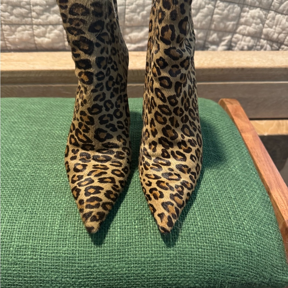 Charles Jourdan Leopard-Print Pointed-Toe Heeled Boots - Tan/Black
